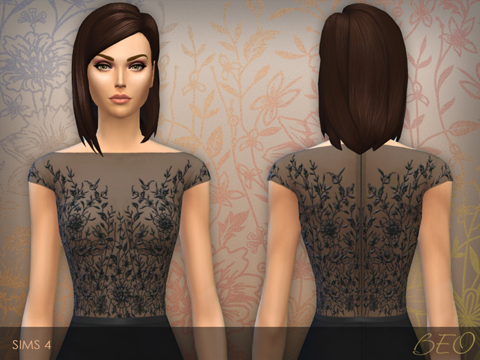 Dress with Embroidered Transparent Top for The Sims 4 by BEO (1)